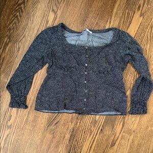 LOFT Women's Black Button-Up Top